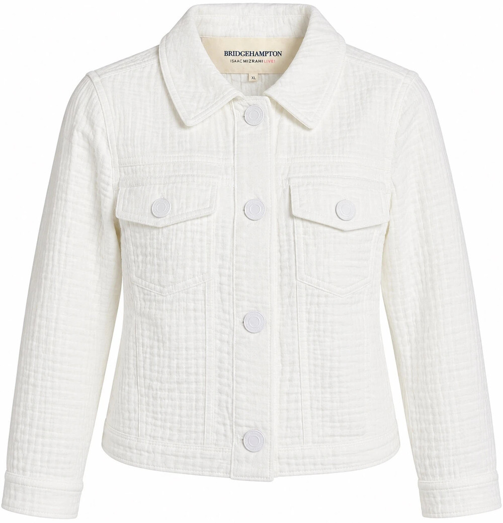 isaac mizrahi live bridgehampton cotton gauze jacket bright white size xl